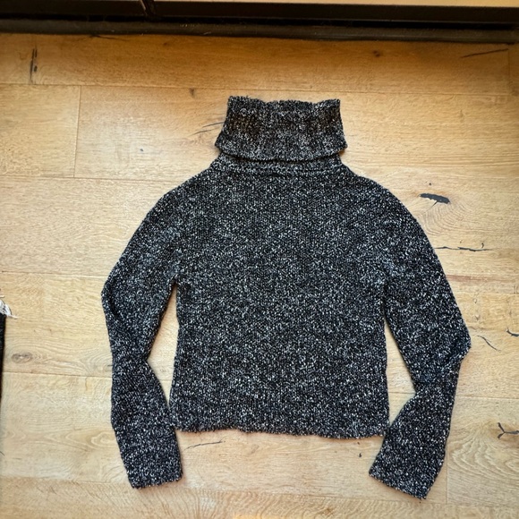 Made in France Marled Black/White Turtleneck Sweater size S/M Paris pricefirm - Picture 7 of 9